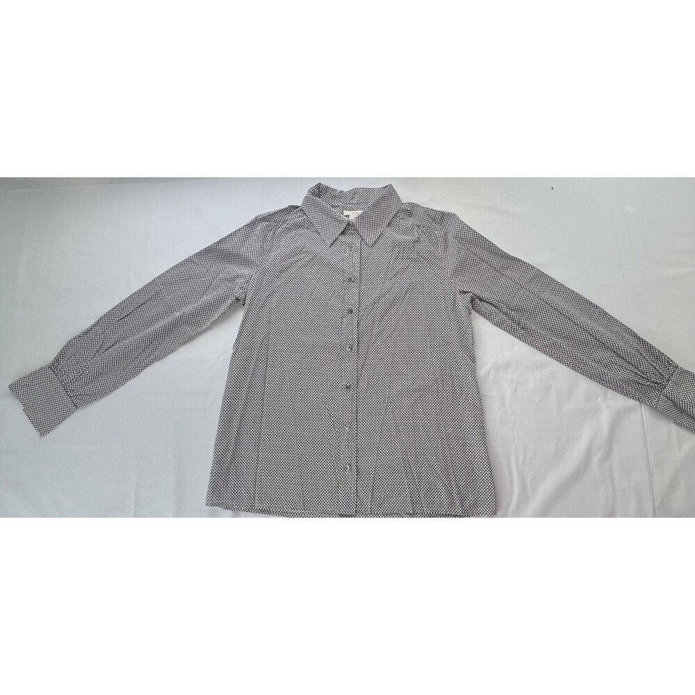 J Crew Womens Black White Button Up Long Sleeve Blouse Size 6